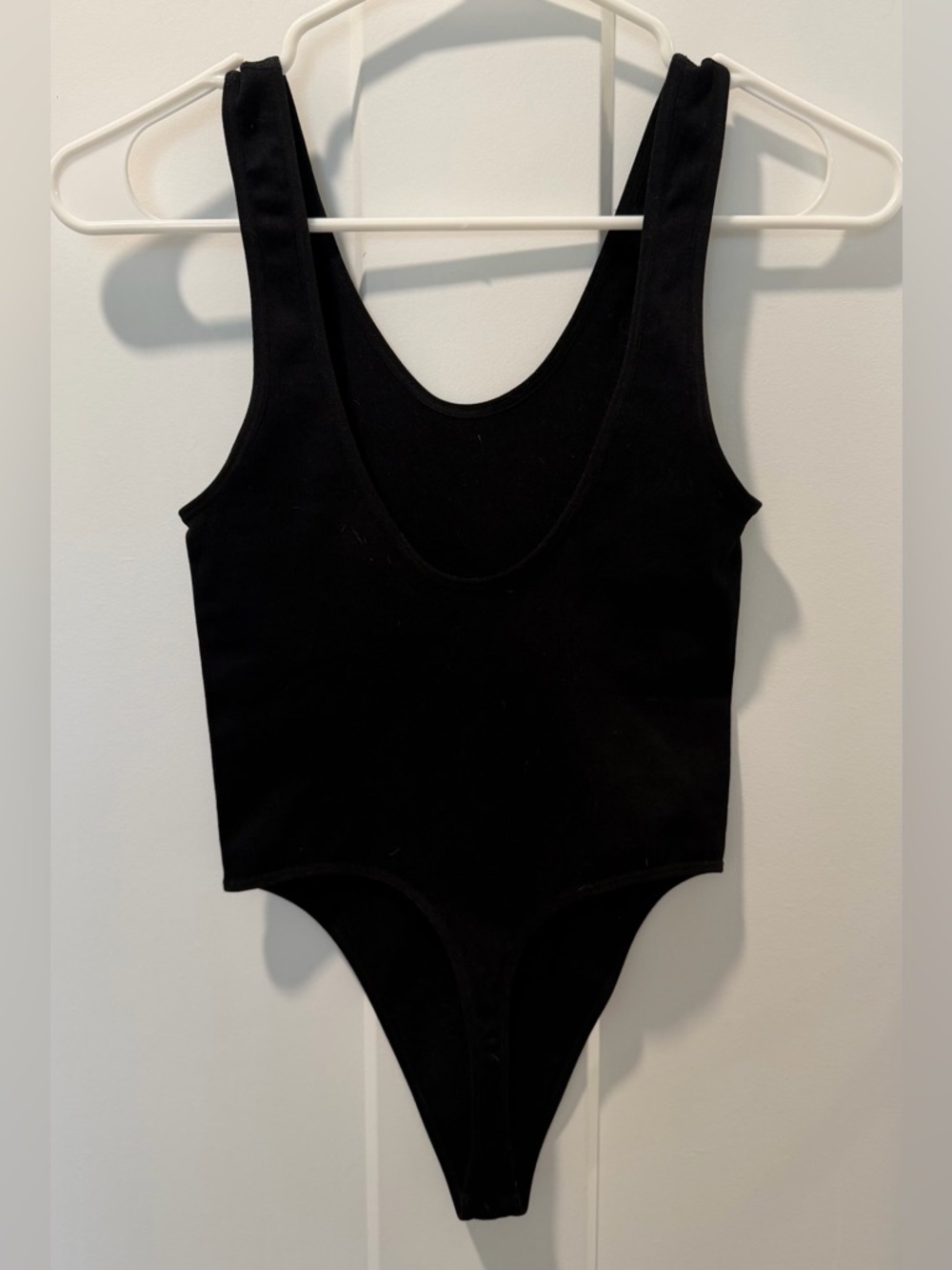 Black Stretch Bodysuit - Lightly Ribbed